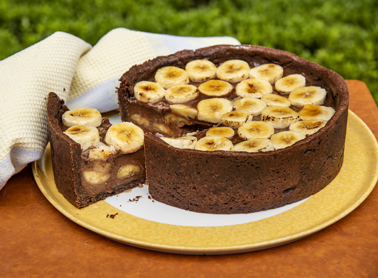 Torta de banana com chocolate